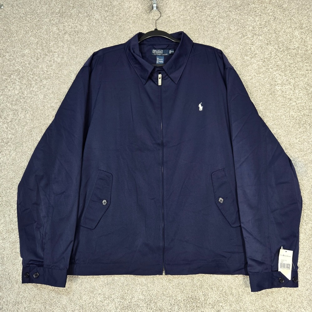 Polo Ralph Lauren Tennis Windbreaker Mens 2XL Blue Bi-Swing Full Zip Jacket NEW